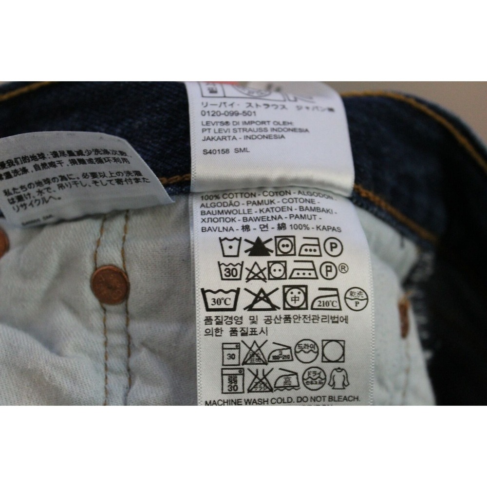 Levi's 501 Button Fly Denim Jeans Dark Wash Men's Size 38 Classic Straight Work - Picture 6 of 9